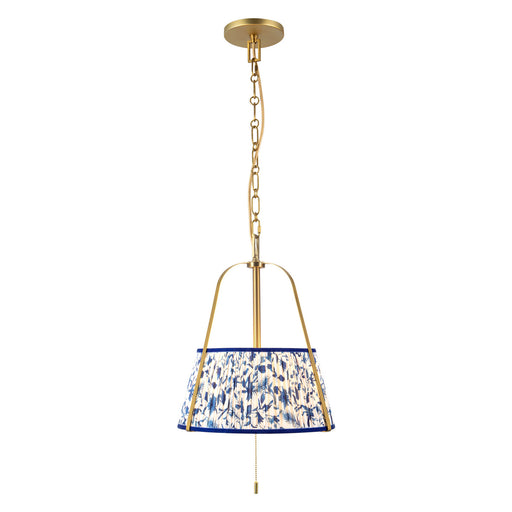 Scout Two Light Pendant Brushed Gold/Blue Linen