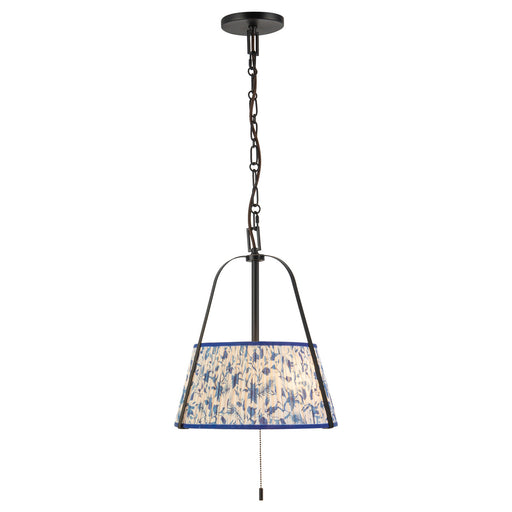 Scout Two Light Pendant Matte Black/Blue Linen