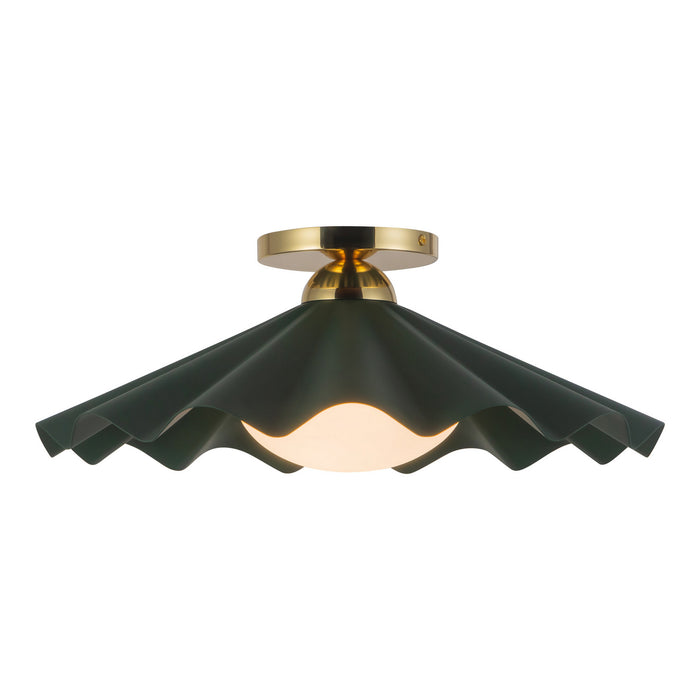 Alora - SF354016PGN - One Light Semi-Flush Mount - Furrow - Pine Green