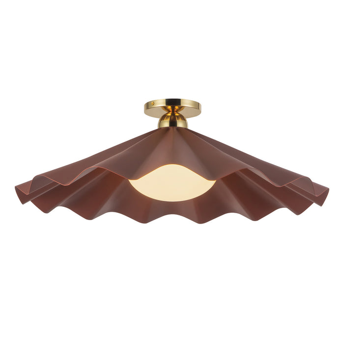 Alora - SF354125BGD - One Light Semi-Flush Mount - Furrow - Burgundy