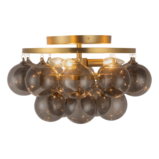 Alora - SF654318BGSM - Three Light Semi-Flush Mount - Faye - Brushed Gold/Smoked Glass