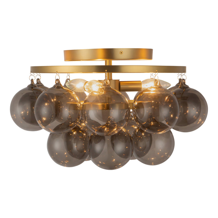 Alora - SF654318BGSM - Three Light Semi-Flush Mount - Faye - Brushed Gold/Smoked Glass