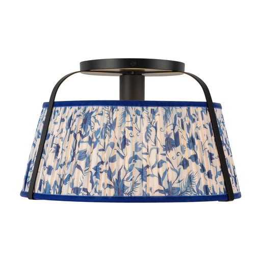 Scout One Light Semi-Flush Mount Matte Black/Blue Linen