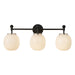 Alora - VL579328MBGR - Three Light Bathroom Vanity - Cherise - Matte Black/Glossy Ribbed Opal Glass