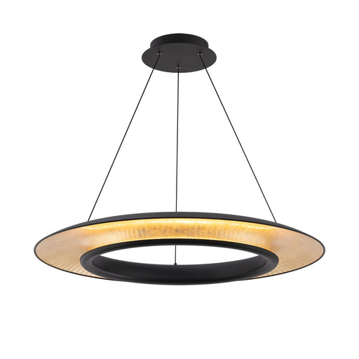 Center Stage LED Pendant Black/Gold Leaf