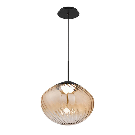 Swazey LED Pendant Black/Amber Glass