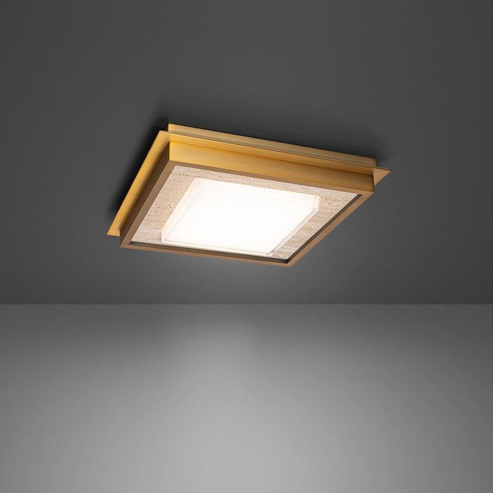 Modern Forms - FM212614-WV/AB - LED Flush Mount - Grandstand - Beige Travertine/Aged Brass