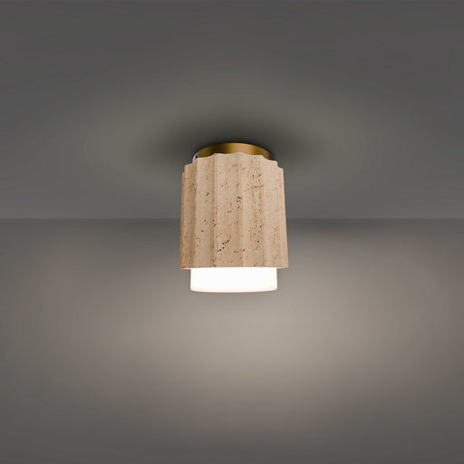 Caviar LED Flush Mount Beige Travertine/Aged Brass