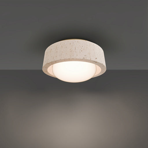 Tane LED Flush Mount Beige Travertine/Aged Brass