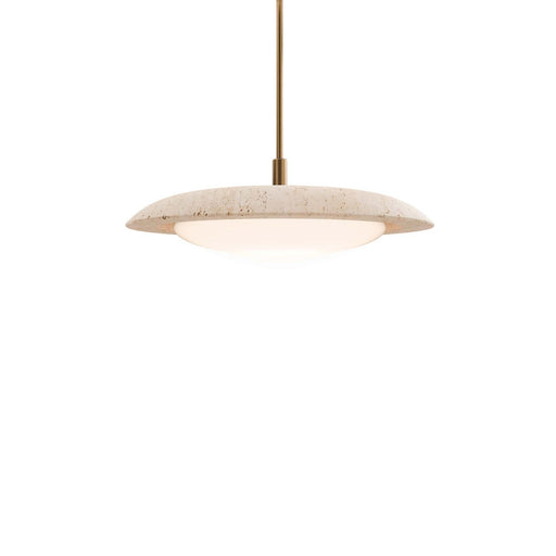 Saturno LED Pendant Beige Travertine/Aged Brass