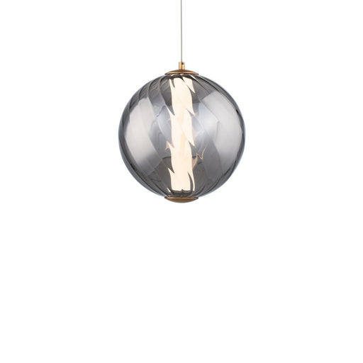 Swirly LED Mini Pendant Smoke Glass/Aged Brass