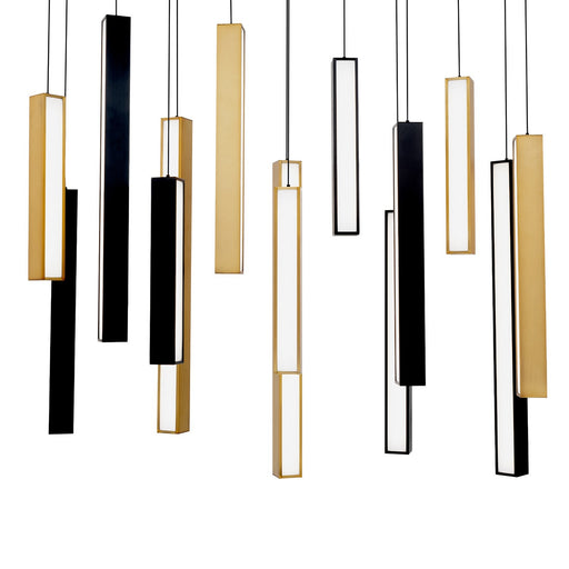 Chaos LED Pendant Black/Aged Brass & Black