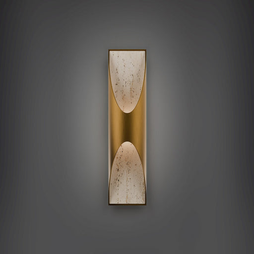 Kastlerock LED Wall Sconce Beige Travertine/Aged Brass