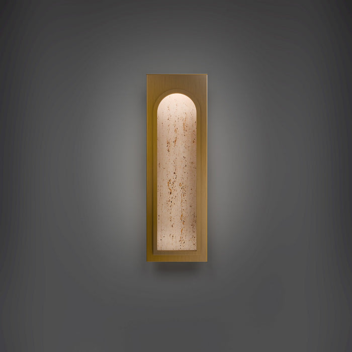 Modern Forms - WS246619-WV/AB - LED Wall Sconce - Cadey - Beige Travertine/Aged Brass