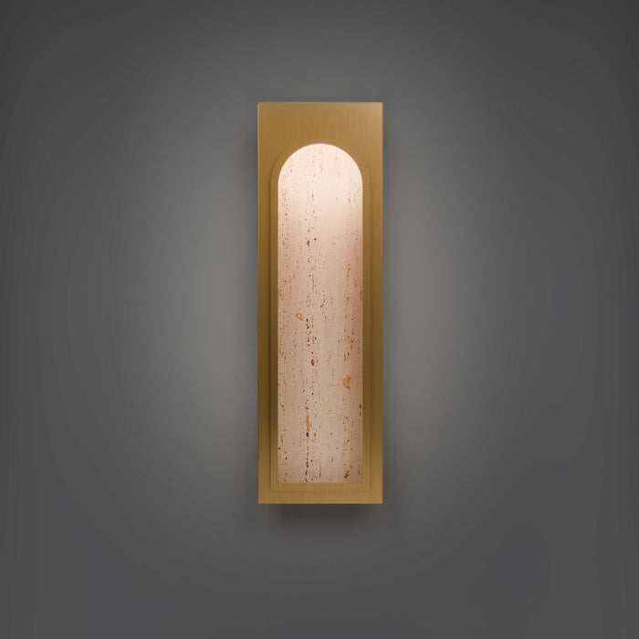 Modern Forms - WS246624-WV/AB - LED Wall Sconce - Cadey - Beige Travertine/Aged Brass