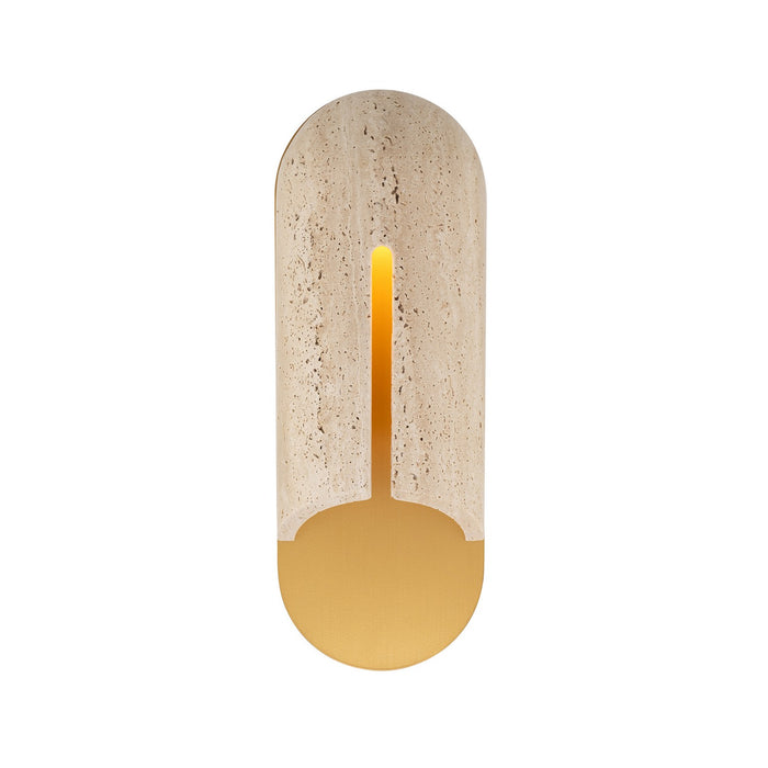 Modern Forms - WS-W10516-30-WV/AB - LED Outdoor Wall Sconce - Clog - Beige Travertine/Aged Brass