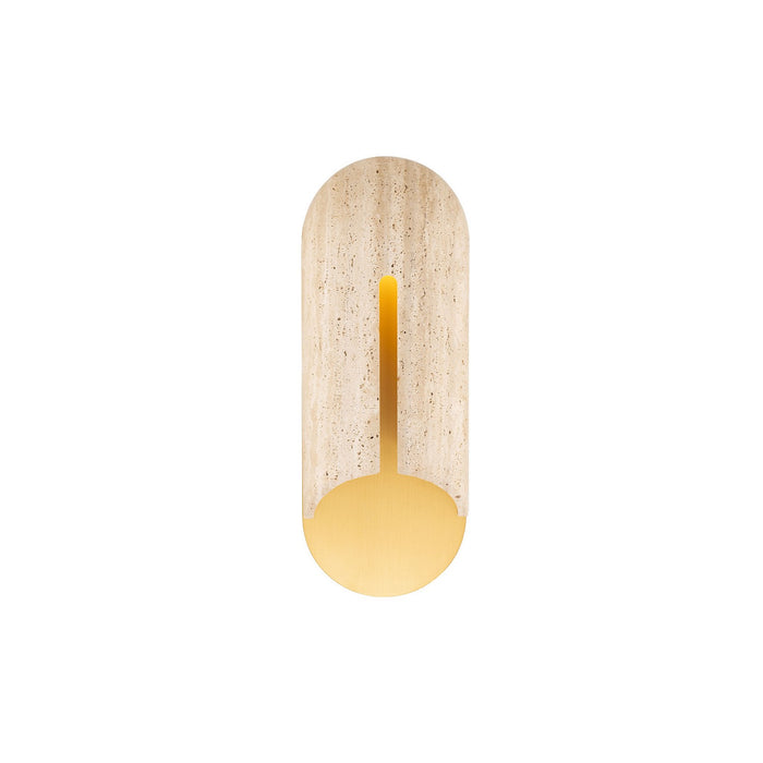 Modern Forms - WS-W10522-30-WV/AB - LED Outdoor Wall Sconce - Clog - Beige Travertine/Aged Brass