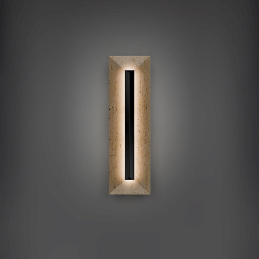 Bell Tower LED Outdoor Wall Sconce Beige Travertine/Black