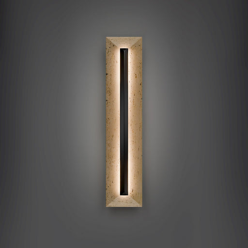 Bell Tower LED Outdoor Wall Sconce Beige Travertine/Black