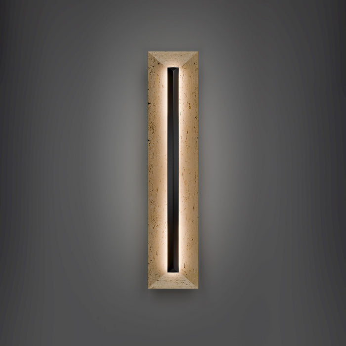 Modern Forms - WSW218628-WV/BK - LED Outdoor Wall Sconce - Bell Tower - Beige Travertine/Black