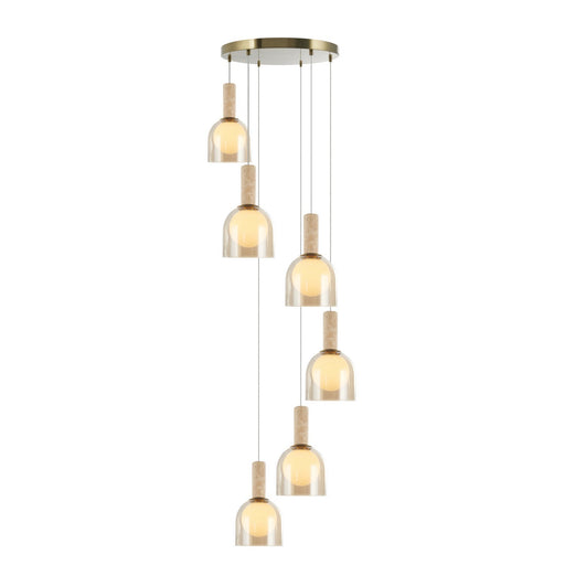Juna Six Light Pendant Brass
