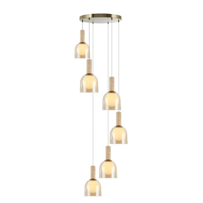 Artcraft - SC13386BR - Six Light Pendant - Juna - Brass