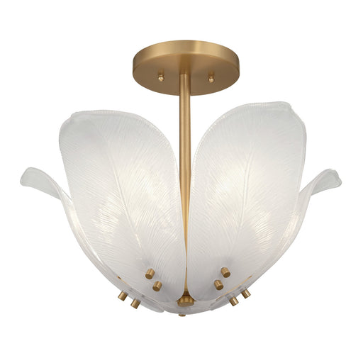 Orchid Five Light Semi-Flush Mount Legacy Brass