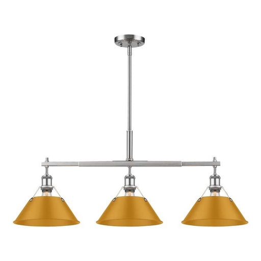 Golden - 3306-LP PW-AY - Three Light Linear Pendant - Orwell - Pewter