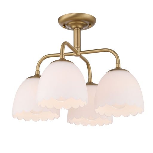 Golden - 6954-4SF BCB-OP - Four Light Semi-Flush Mount - Dorinda - Brushed Champagne Brass