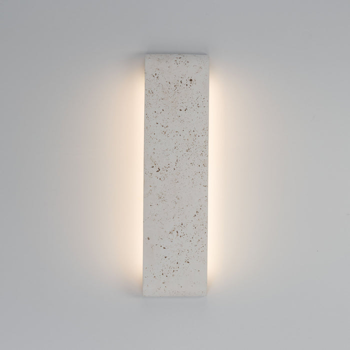 Golden - 7280-OWL24 WT - LED Outdoor Wall Mount - Stela - White Travertine