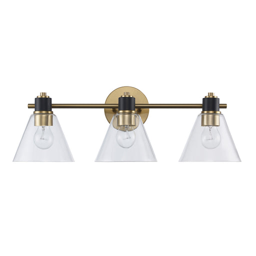 Three Light Vanity Antique Gold/Black