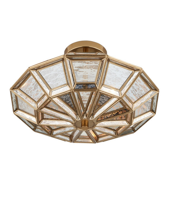 Currey and Company - 9000-1362 - Three Light Semi-Flush Mount - Valentina - Antique Brass/Antique Silver