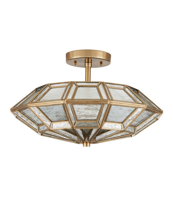 Currey and Company - 9000-1362 - Three Light Semi-Flush Mount - Valentina - Antique Brass/Antique Silver