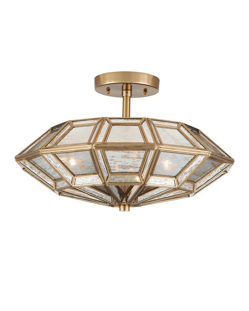 Currey and Company - 9000-1362 - Three Light Semi-Flush Mount - Valentina - Antique Brass/Antique Silver