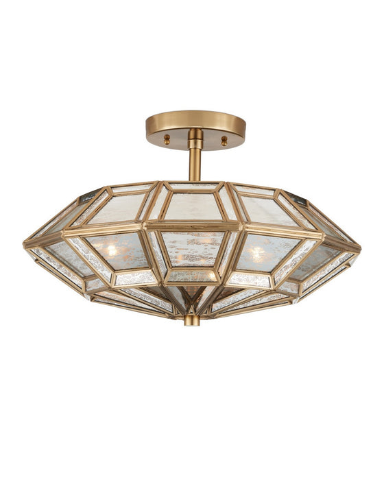 Currey and Company - 9000-1362 - Three Light Semi-Flush Mount - Valentina - Antique Brass/Antique Silver