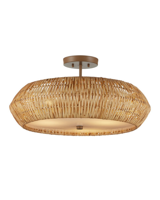 Currey and Company - 9000-1347 - Three Light Semi-Flush Mount - Antibes - Natural/Khaki/White