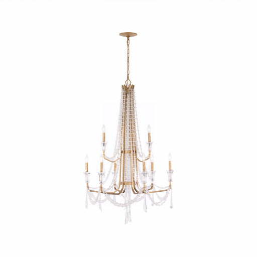 Barcelona Nine Light Chandelier Brass Kisser