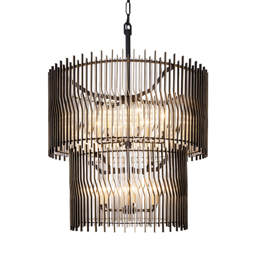 Park Row 14 Light Chandelier Matte Black/French Gold