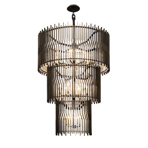 Park Row 18 Light Chandelier Matte Black/French Gold