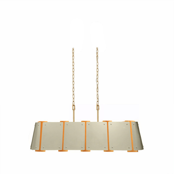 Varaluz - 518N06SSBS - Six Light Pendant - Peep Show - Sunwashed Silver/Brushed Sienna