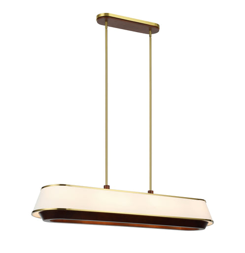 Desert Flyer Six Light Linear Pendant Satin Brass/Medium Walnut