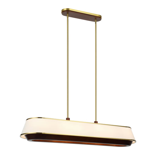 Varaluz - 520N06SBW - Six Light Linear Pendant - Desert Flyer - Satin Brass/Medium Walnut