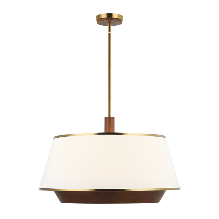Varaluz - 520P06SBW - Six Light Pendant - Desert Flyer - Satin Brass/Medium Walnut