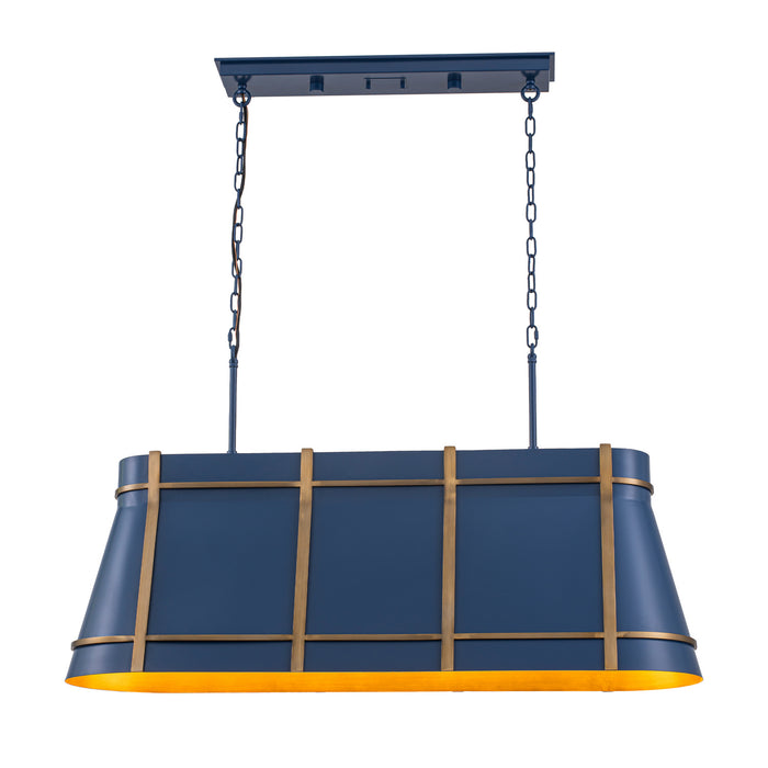 Varaluz - 536N04FBBRZ - Four Light Linear Pendant - Brasserie - French Blue/Heritage Bronze