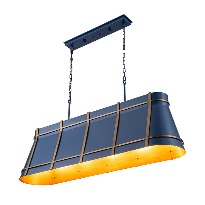 Varaluz - 536N05FBBRZ - Five Light Linear Pendant - Brasserie - French Blue/Heritage Bronze