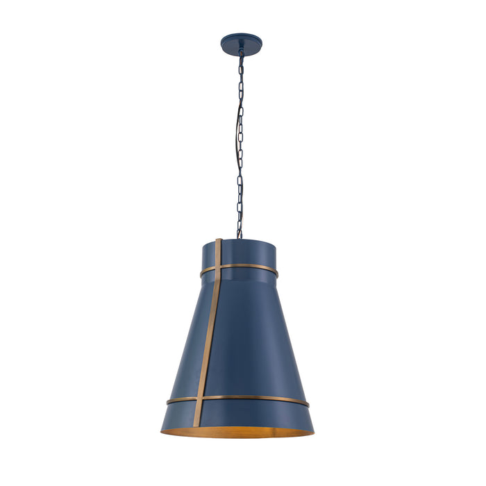 Varaluz - 536P01FBBRZ - One Light Pendant - Brasserie - French Blue/Heritage Bronze