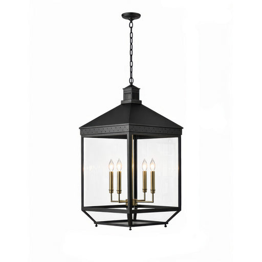 Midnight Manor Four Light Pendant Blackened Zinc/Antique Bronze
