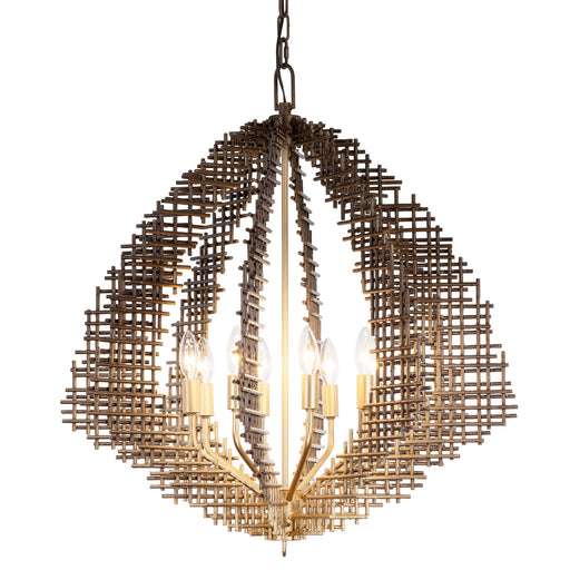 Construct Eight Light Pendant Dark Bronze / French Gold