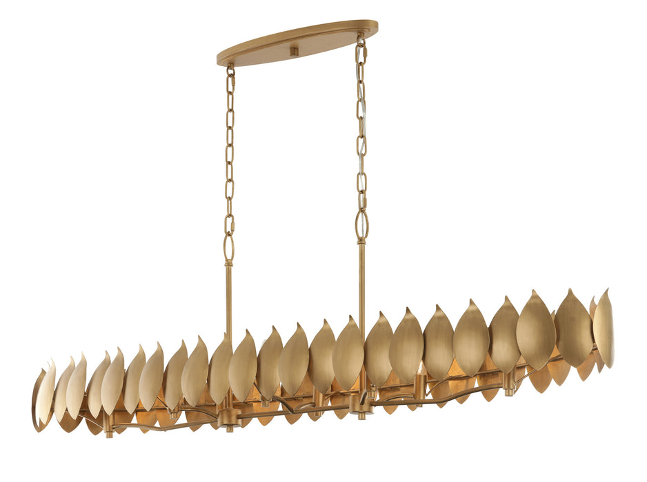 Varaluz - 560N08BK - Eight Light Pendant - Petal Reign - Brass Kisser