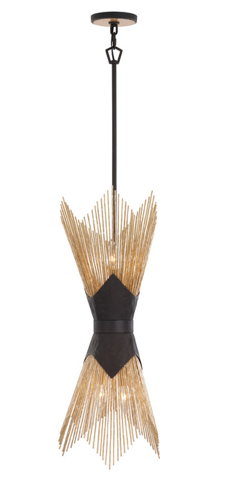 Varaluz - 570F04DBFG - Four Light Foyer Pendant - Aristocrat - Dark Bronze / French Gold